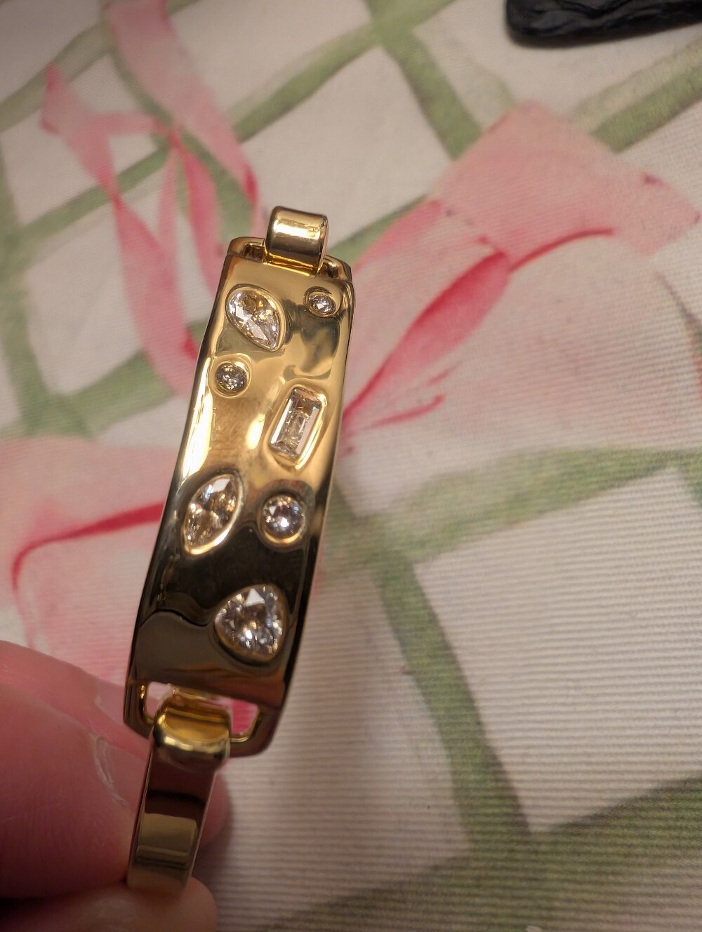 James Michelle Confetti Clasp Bracelet Gold 10k Gold CZ